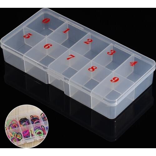 Clear Plastic 10 Slots Empty Nail Art Tips Rhinestone Beads Storage Box Case For False Nail Tips Glitters Storing Protecting Box