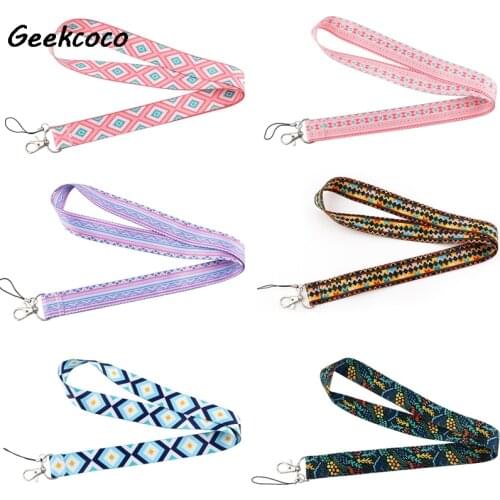 10pcs/lot J2602 Bohemia Lanyard for Key Neck Strap lanyard Card ID Badge Holder Key Chain Key Holder Hang Rope Ring Accessories