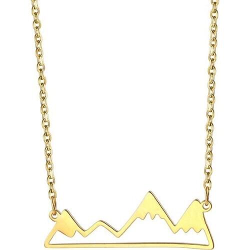 RIR Dainty Gold Minimalist Snowy Mountain Necklace Nature Lover Women Boho Conquer Pendant Necklaces In Stainless Steel