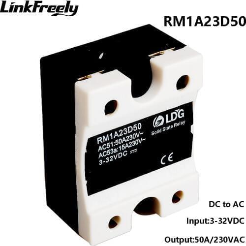 RM1A23D50 5pcs SCR DC AC Solid State Relay 50A,Output: 24-280VAC Input: 3V 3.3V 5V 12V 24V 32VDC,Voltage SSR Relay Switch Module