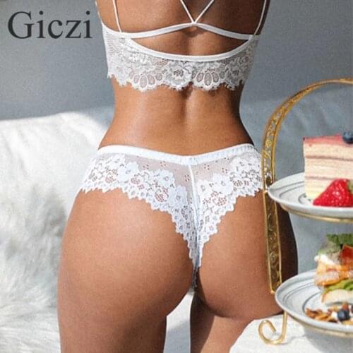 Giczi Sexy Lace Underwear French Womens Panties Hollow Out Lingerie Girls Sweet G-String Female Thongs Underpants Comfort Tanga