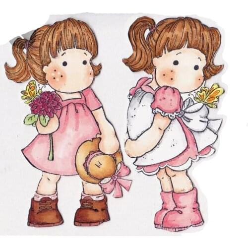 Girl Yulan Cartoon Pattern Stamp And Metal Die Scrapbooking Alphabet Stamp Embossing Craft Making Silicone Transparent Stamps