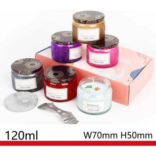 6pcs 120ml Glass Bottles Candle Making Pot Diy Brown Candle Cup Empty Aromatherapy Candle Jar Storage Containers Party Decor