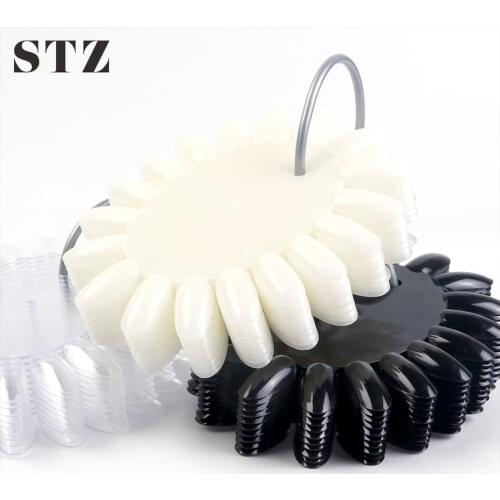 STZ 160 Tips/Set Oval False Nails Tips Clear Nature Black Nail Art Polish Display Practice Train Color Card Manicure Tool #1513