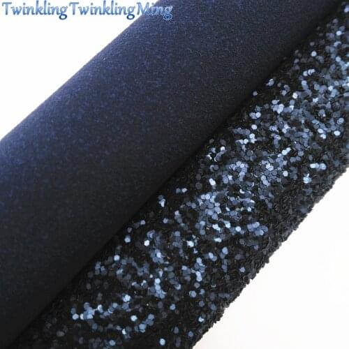 NAVY BLUE MATT Glitter Fabric, Faux Leather Fabric, Suede Synthetic Leather Sheet For Bows A4 Size 8"x11" Twinkling Ming XM129