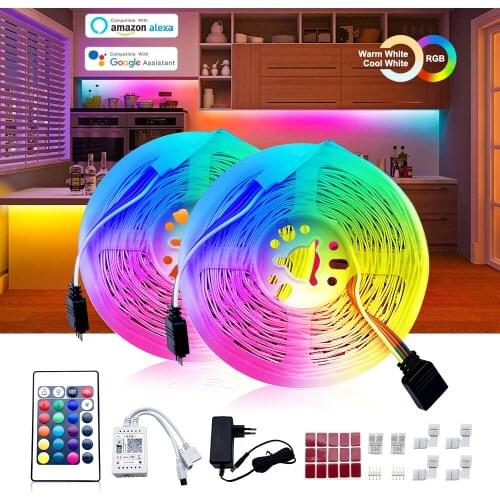 Smart LED Strip Light Flexible RGB Tape DC12V 5050 Bluetooth TV Backlight Strips Lamp Color Changing Work With Alexa Google Home
