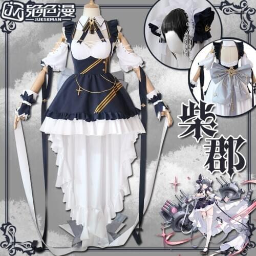 Cheshire Azur Lane Blue Maid Uniforms Cosplay Costume Free Shipping F