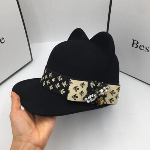 In the spring and autumn winter new stereo cat ears wool hat for women fashion cap baseball hat female looks yong