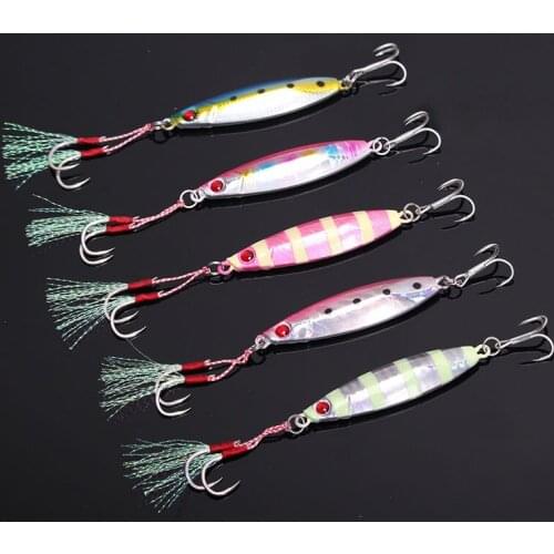 Wokotip 15g 20g 30g 40g Jigging Fishing Lure Rigged Assist Hook Metal Jigs Slim Bait Slow Fall Pitch Casting Jig