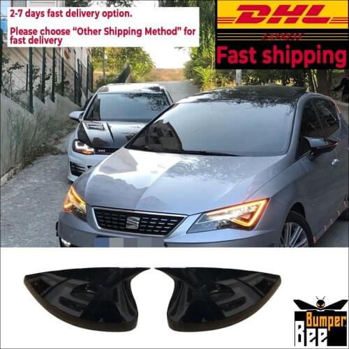 Mirror Cover for Seat Ibiza MK5 2018 2019 2020 Accessory Bright Black BATMAN Case CAR Shield