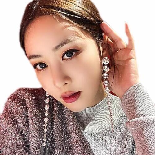 Luxury Crystal Long Earrings For Women White Stone Party Wedding Fashion Jewelry Statement Big Earrings Valentines Day Gifts