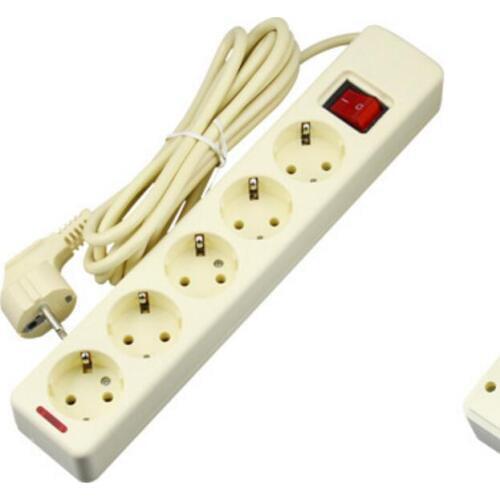 250V 16A Europe Standard EU plug socket Fan Parts 2500W 5 outlets socket with extension cable switch