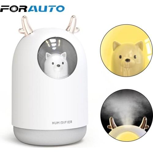 300ML Cute Bear Car Humidifier Mist Maker Air Fresher Aroma Essential Oil Diffuser LED Night Mood Light USB Air Purifier