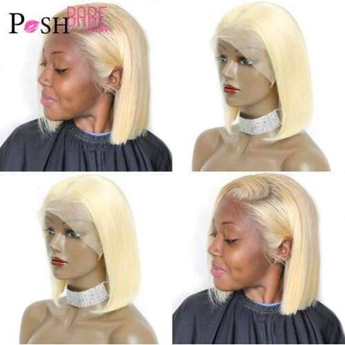 13x1 613 Blonde Brazilian Straight Bob Lace Front Human Hair Wig Short T Part Bob Wig Cheap Remy Ombre Human Hair Wigs for Woman