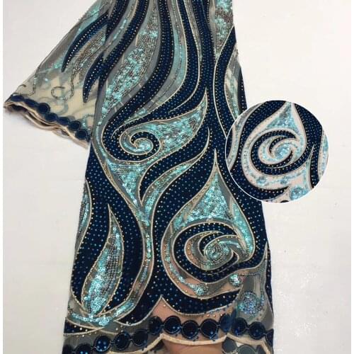 Sequence African french net lace fabric hot sale Swiss Voile Guipure Organza high quality wedding stones mesh tulle sequins lace