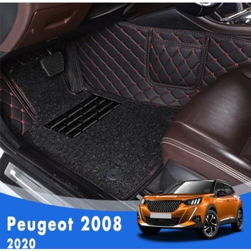 Car Floor Mats For Peugeot 2008 2020 Luxury Double Layer Wire Loop Custom Car Accessories Interior Front And Rear Side Carpets
