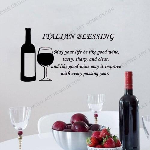 Italian Blessing May Your Life Be Like Good Wine Wall Decal For Home Dinging Room Restuarant Kitchen Wall Window Decor rb393