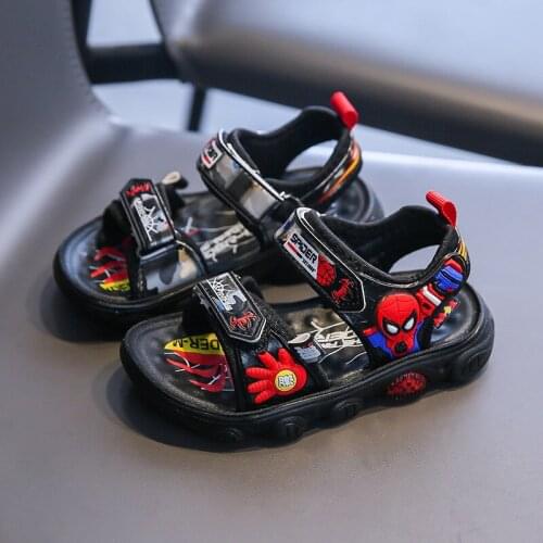 Disney Spider man 2021 Summer Baby Boy Non-slip Beach Shoes Childrens Sandal Boy Shoes Student Soft Toddler Kid Casual Sandal