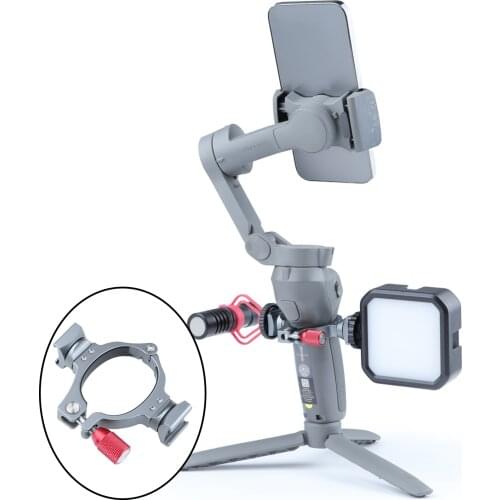 Dual Cold Shoe Adapter Bracket for DJI Osmo Mobile 3/4 Applied to Microphone and LED Light Stabilizer Gimbal Accessory