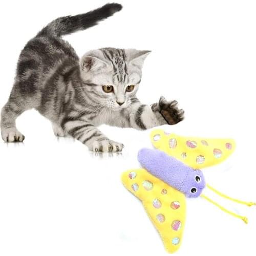 Teeth Grinding Catnip Toys Funny Interactive Plush Cat Toy Pet Kitten Chewing Vocal Toy Claws Butterfly Bite Cat mint For Cats