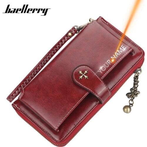 Hot Custom Women Wallets Name Engraving Fashion Long PU Leather Quality Card Holder Classic Female Purse Zipper Wallet For Women