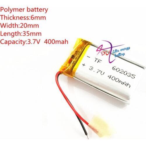 602035 3.7V 400mah 602036 Lithium polymer Battery with Protection Board For MP4 GSP Digital Products Free Shipping
