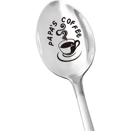 Best Dad Gifts - Papas Coffee Spoon - Coffee lovers Stainless Steel Engraved Spoon - Funny Gift for Fathers Day