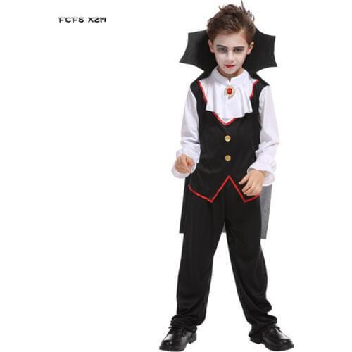 Boys Vampire Scary Cosplay Kids Children Halloween Death Dracula Costume Carnival Purim parade stage play Masquerade Party dress