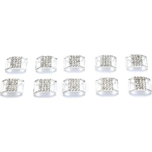 10pcs Metal Buckles With Rhinestone For Bikini Bra Decoration Belt Rings Wedding Invitation Decoration DIY Hair Accessories