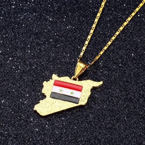 Trendy Syrian Flag Map Pendant Necklace Mens Necklace New Fashion Metal Country Accessories Party Jewelry Wholesale