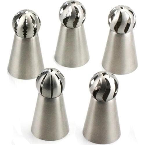 5 Styles Russian Piping Nozzle Sphere Ball Icing Confectionary Pastry Tips Sugar Craft Cupcake Decorator Kitchen Cake Tools