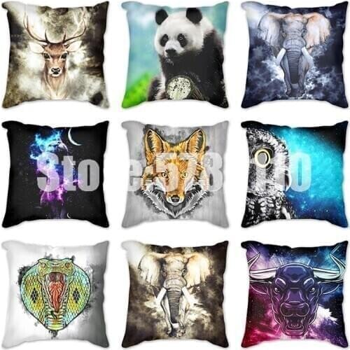 Deer Cat Elephant Brown Bear Eagle Panda Cushion Cover Cotton Linen Pillowcase For Chair Potters Pillow Cover Home Decor Cojines