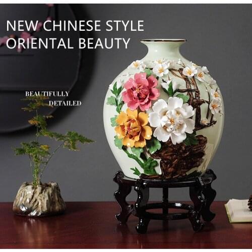 New Chinese Style Vase Jingdezhen Porcelain Hand Made Flower Vase Office & Home Decor Gift Modern Fashion Home Ornaments
