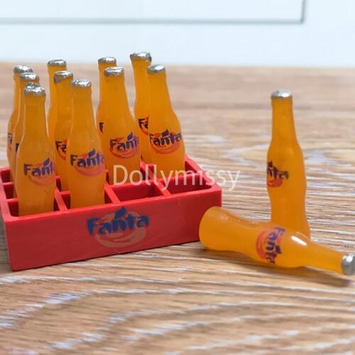 New 1 Dozen 12 Bottles Dollhouse Miniature Fanta Soda Coke Milk Model Drink Play Kitchen Doll food for Barbies Blyth Doll Toys