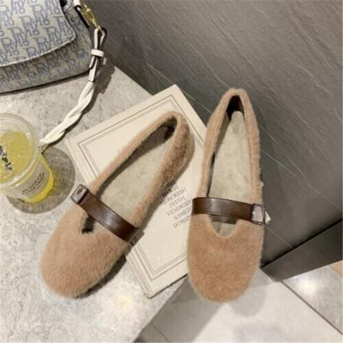 New womens plush shoes fashion short plush warm non-slip lightweight and comfortable all-match casual shoes women