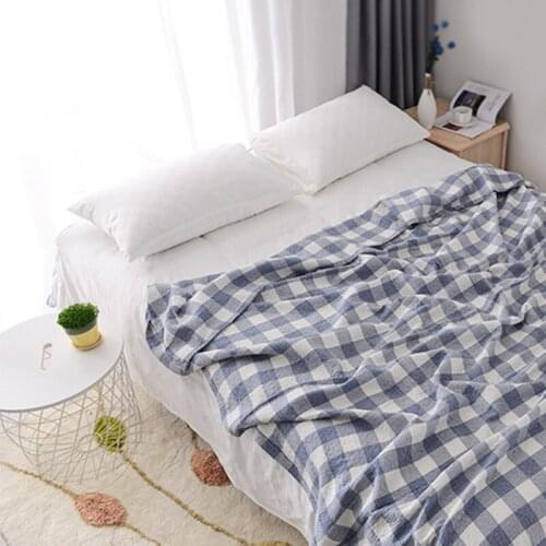 Japanese throw blanket cotton gauze plaid sofa towel soft blanket Bedroom leisure bedspread summer cool quilt thin