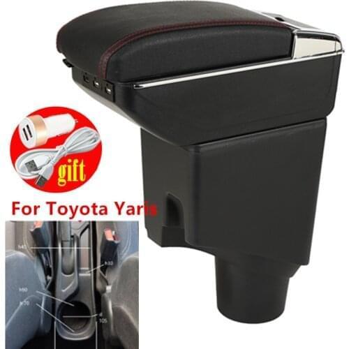 For TOYOTA Yaris armrest For TOYOTA Yaris Vitz Car Armrest box Center Storage box car accessories Interior with USB LED