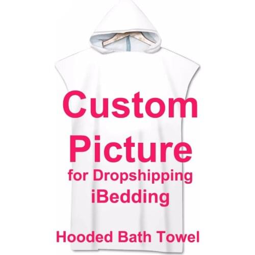 Custom Hooded Bath Towel 3D Printed Pattern Beach Towels Hood Baby Adult Microfiber POD Dropshipping