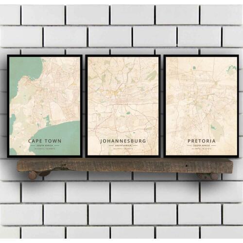 Cape Town Johannesburg Stellenbosch Pretoria South Africa Poster