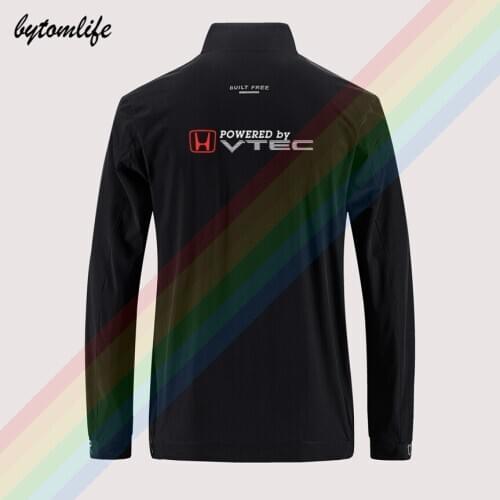 Honda Powered By VTEC Slim Sport Jacket Mens Street Windbreaker Zipper Thin Jacket Mens Casual Back Printing Jacket Asian Size