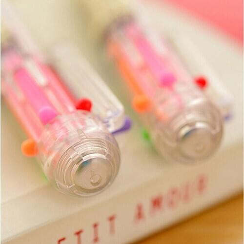 Vividcraft 4pcs/lot 6 in 1 Transparent Ball Point Multicolor Kawaii Stationery Ballpoint Ballpoint Pen Rainbow Students Off B6V0