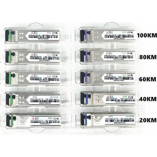 LC SFP Fiber optic module 1.25G LC 20/40/60/80/100KM 1310/1490/1550nm Single Fiber SFP Optical Module Transceiver FOR ONU OLT