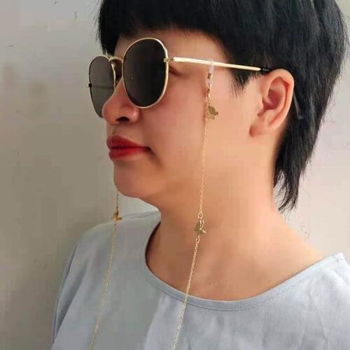 Women Eyeglasses Chain Butterfly Charm pendant Holder Strap Sunglasses Chain silicone loops Sunglasses accessory