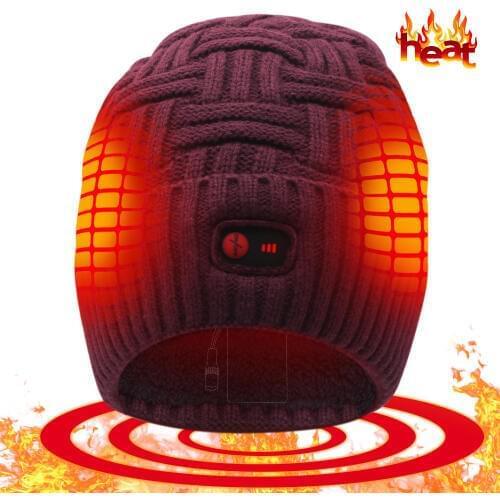 Women warm skullies beanie hat 7.4V Rechargeable Battery electric heated hat for winter cold weather 3 levels control