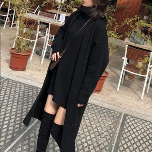 Women Long Sleeve Female Jumper Cardigan Winter Thick Long Cardigan Knitted Sweater Casual Streetwear Open Stitch Sweater