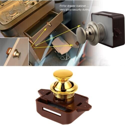 1pc Push Lock Button Catch Lock Cupboard Door Knob Camper Caravan Motorhome RV Cabinet Drawer Mini Push Latch