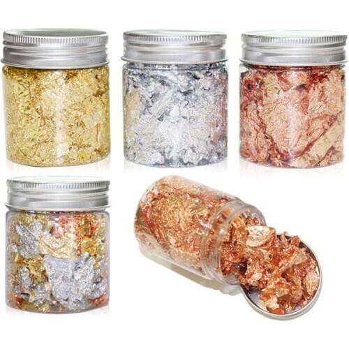 10g/bottle Gold Leaf Flakes Gold Foil Fragments For Painting Gilding Arts Crystal Drop Glue Crafts Nail Decorations