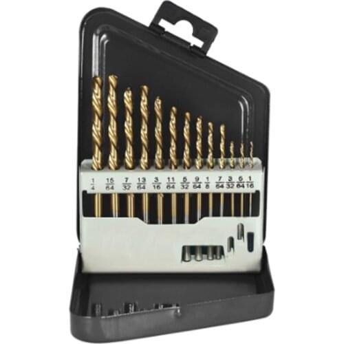 13Pcs Left Handed Drill Bit Set Extractor Drill Bits for Metal Power Tools Accessories with Titanium Nitride Coating Retail