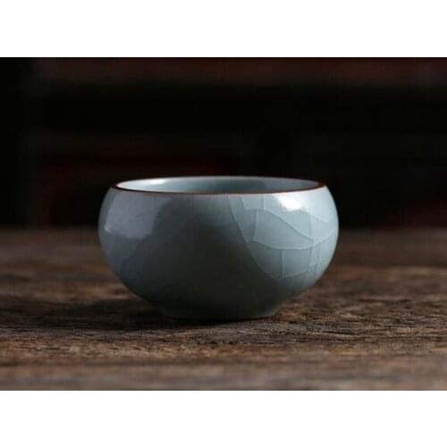 2pcs/set Chinese Tea Bowl Teaware Kitchen Drinkware Supply Ru Kiln Kungfu Tea Cup Azure Glaze Ceramic Tea Cups