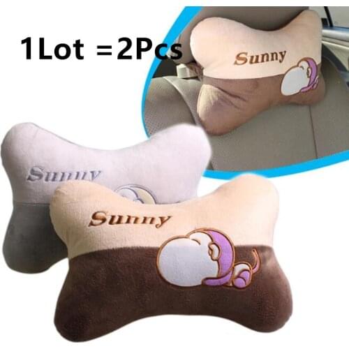 2PCS Car Headrest Breathe Comfortable Massage Neck Protection Auto Neck Rest Cushion Ventilation Monkey Car Pillow Winter Warm